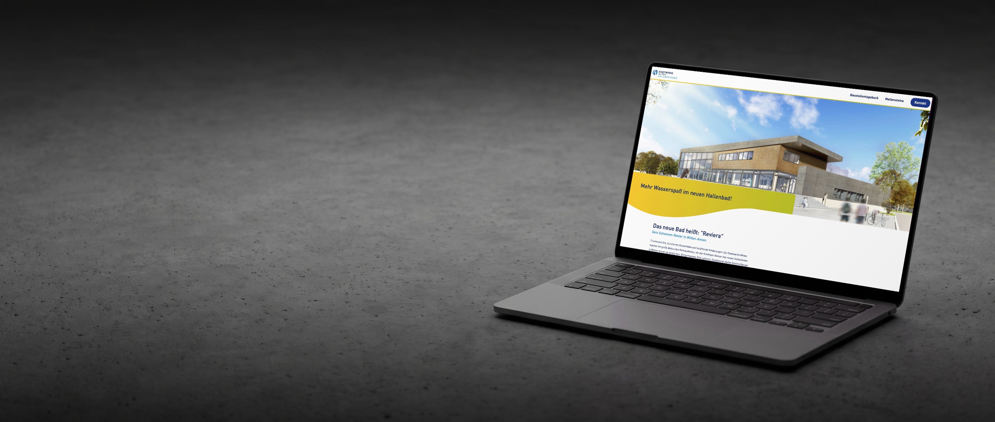 Webseite zum Neubauprojekt Hallenband Witten Annen.