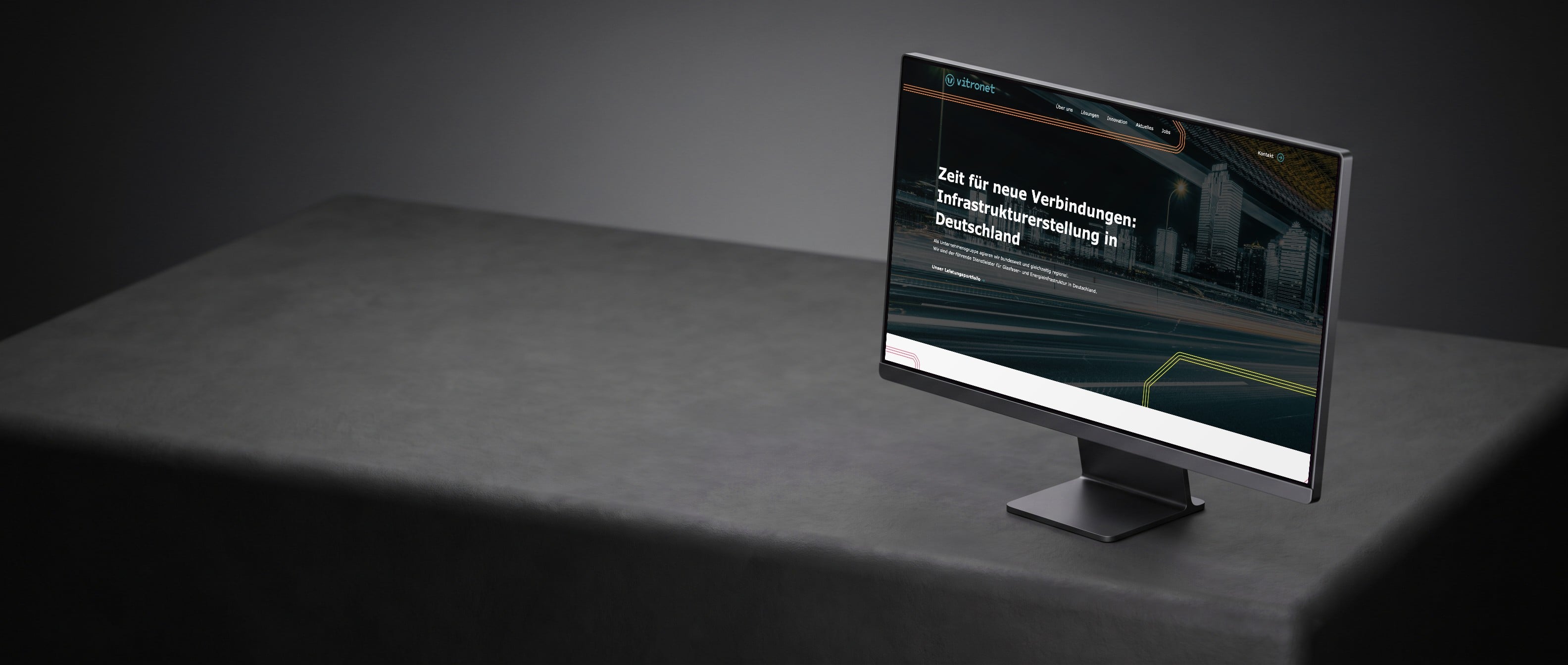 Ansicht der Vitronet Webseite auf einem Monitor