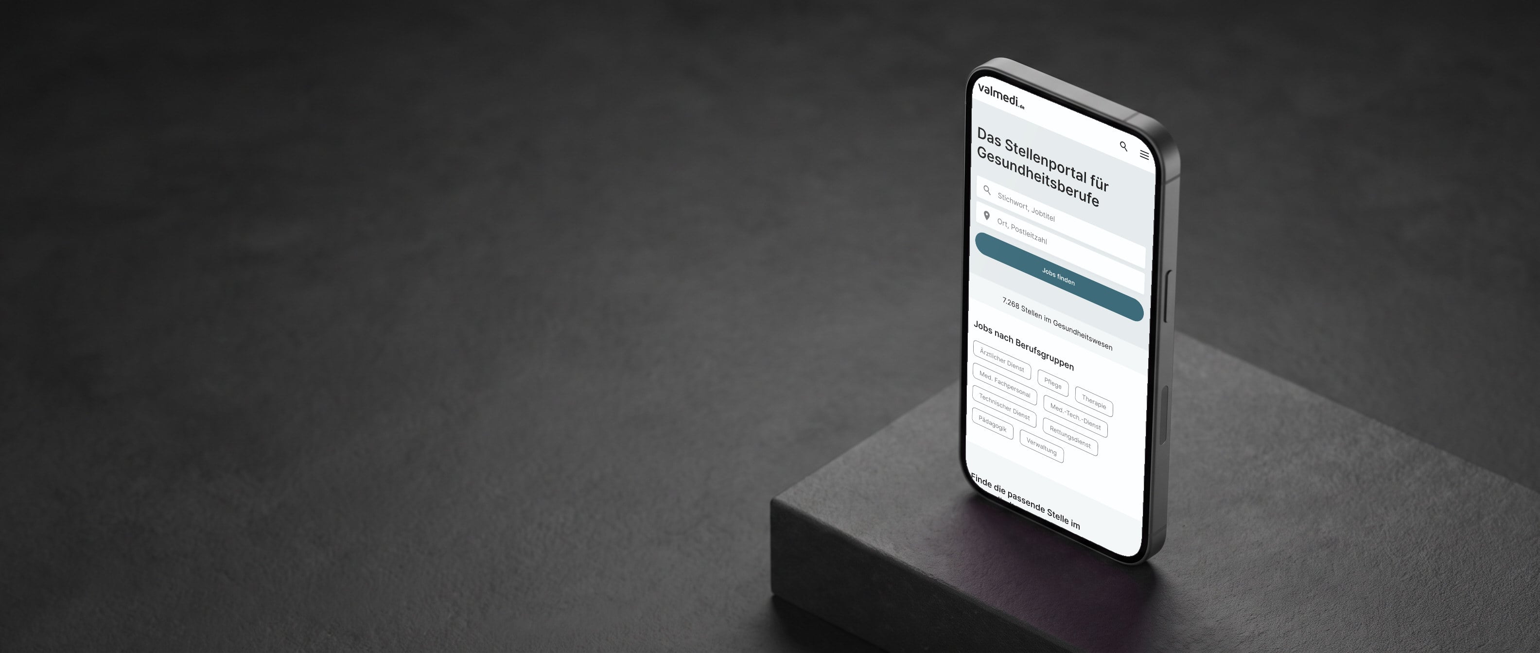 Die Website von valmedi.de auf einem Telefon